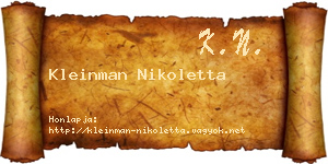Kleinman Nikoletta névjegykártya